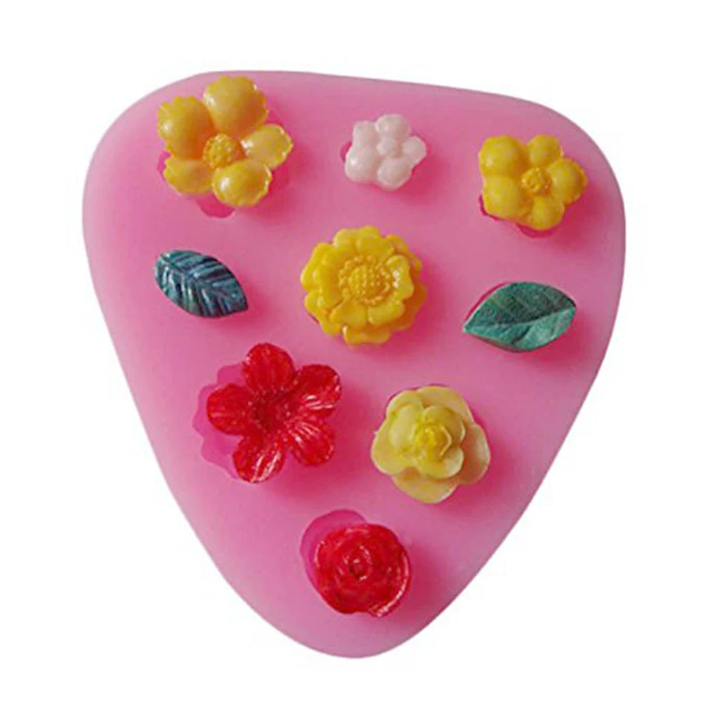 Силиконовая форма для торта 3D мини-цветы и силиконовая форма в виде листьев торт цветы мыло конфеты форма помадка украшения инструменты красочные
