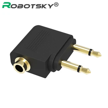 

Gold-plated 3.5mm to 2 x 3.5 mm Stereo Ear Audio Adapter for Headset Headphone Jack to Air Aircraft Airline Airplane