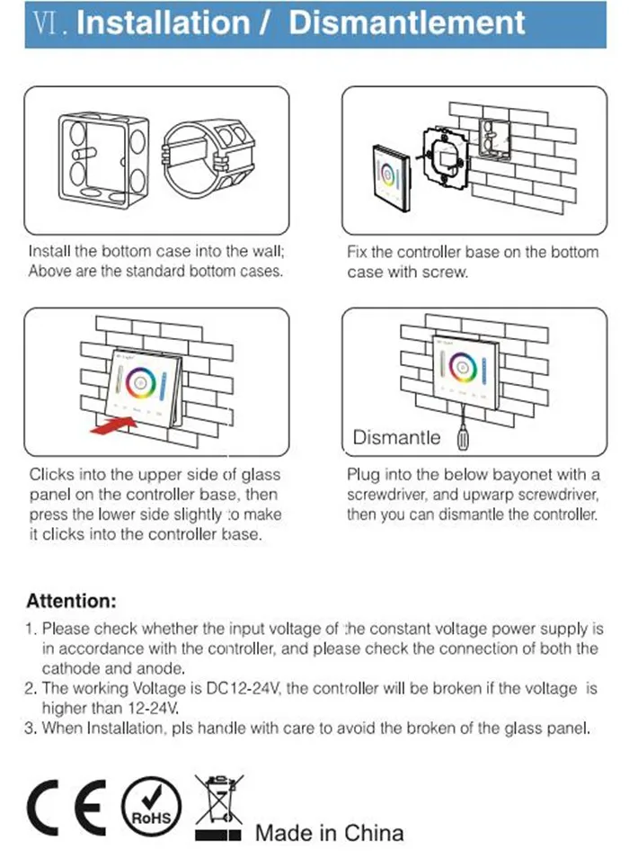 DC12V-24V 15A настенная RGB Сенсорная панель светодиодный контроллер настенный встроенный RGBW RGB+ CCT 5 цветов светодиодный контроллер 1 шт