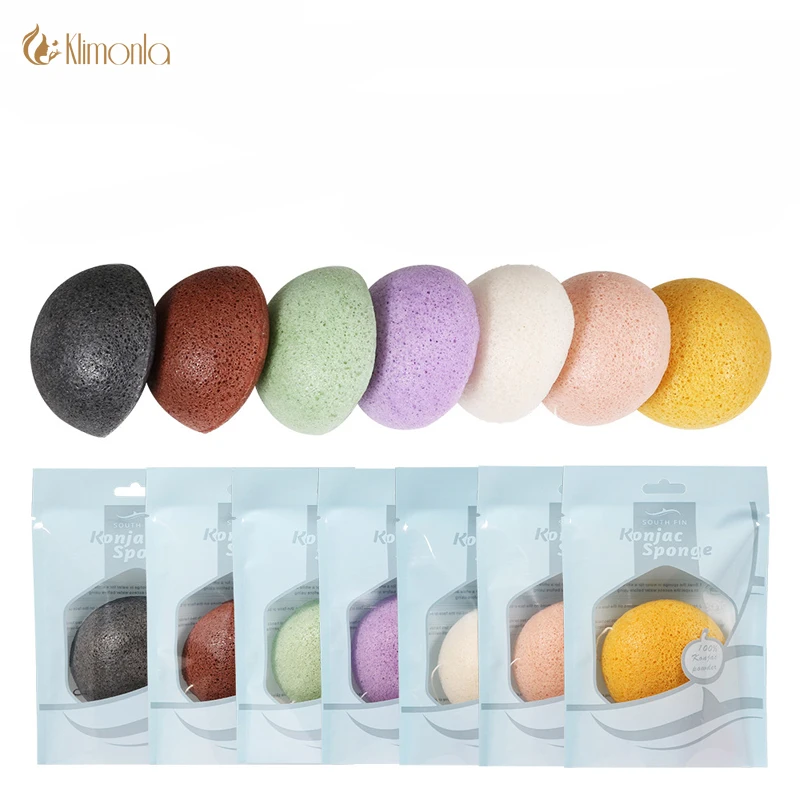

New 7 Colors Natural Konjac Washing Face Puff Round Sponge Facial Cleanser Exfoliator Face Cleaning Tools For Ladies