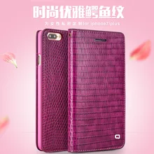 Новинка для iphone 7 QIALINO фирменный чехол из натуральной воловьей кожи с крокодиловым узором для девушек кошелек для iphone 7