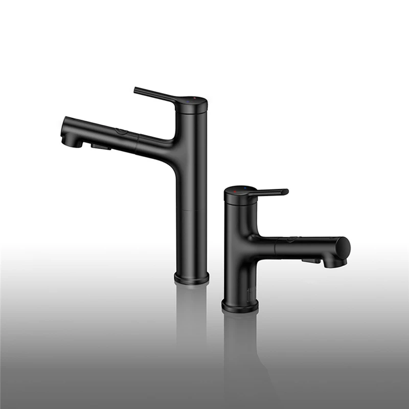 

Diiib High Body Version Pull Out Rinser Sprayer Basin Sink Black Faucet 2 Mode Mixer Tap for Bathroom