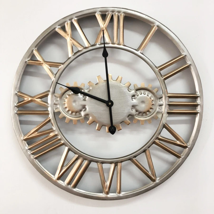 

Metal Wall Clock Modern Design Creative Roman Hanging Watch European Retro Style Iron Gear Wall Clocks Home Decor 45 cm