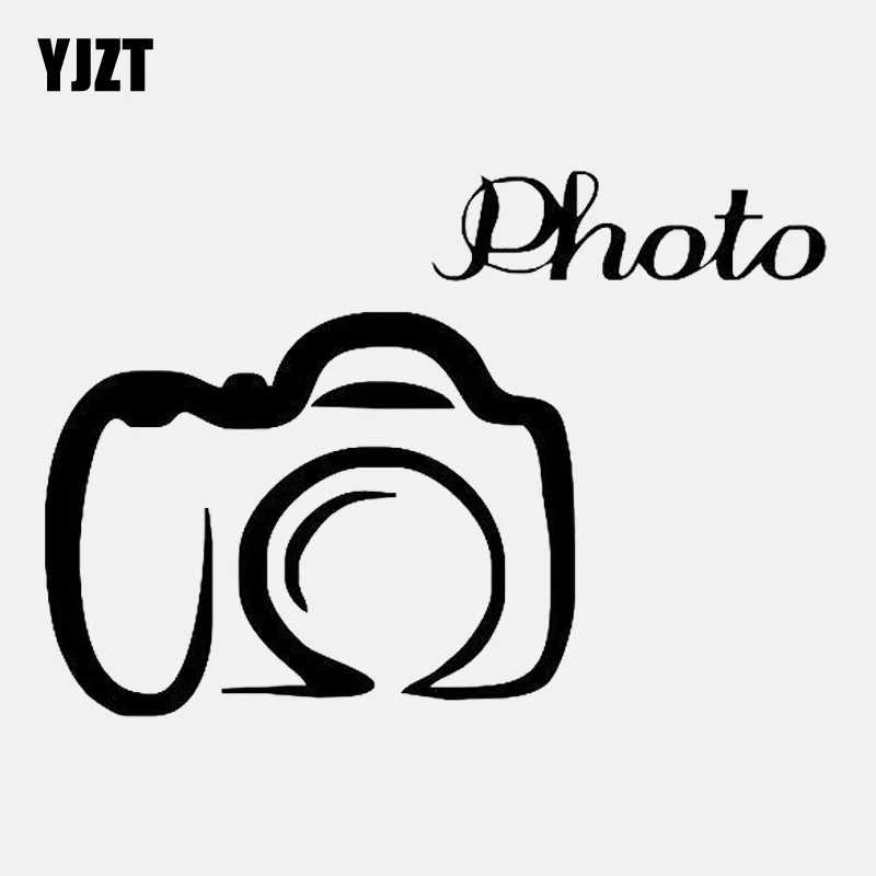 

YJZT 12 см * 8,4 см Виниловая черная/Серебристая Автомобильная наклейка фотографа с мультяшной камерой