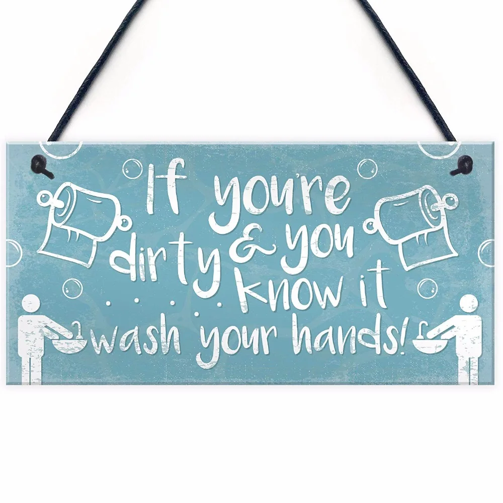 Meijiafei Nautical Wash Your Hands Quirky Bathroom Signs Funny Toilet ...