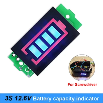 

3S 3 Series Lithium Battery Capacity Indicator Module 12.6V Blue Display Battery Screwdriver Bike Power Tester Li-po Li-ion