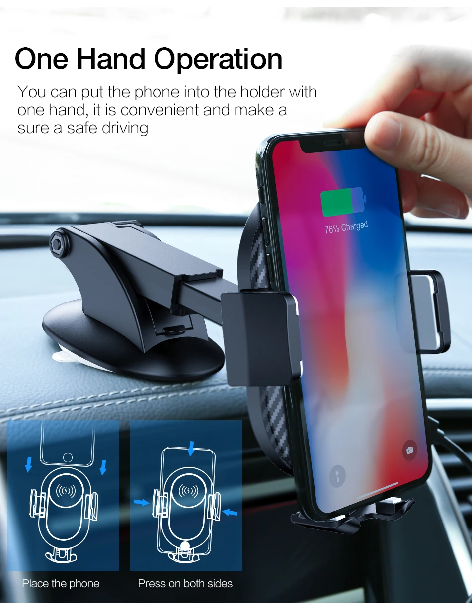 DCAE держатель на вентиляционное отверстие автомобиля Qi Беспроводное зарядное устройство для iPhone 11 Pro XS Max XR X 8 samsung S9 S10 S8 Беспроводная зарядка автомобильный держатель телефона