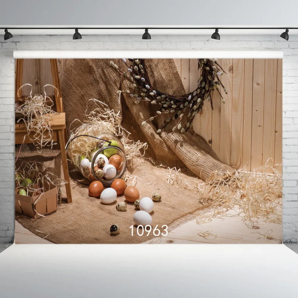 

SJOLOON Easter vinyl photography background colorized eggs photography backdrops wood house photo backdrop for photo studio prop