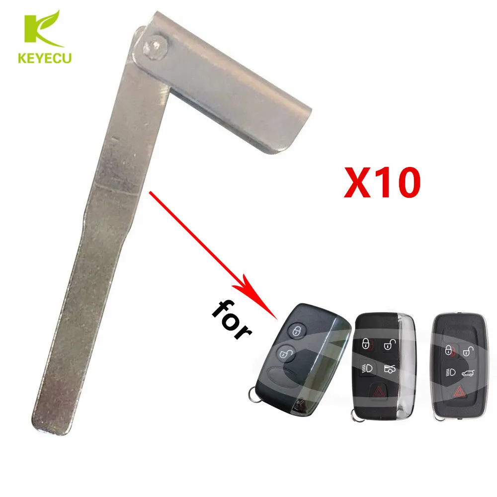 

KEYECU 10PCS X Replacement New Emergency Key Blade Blank Uncut Insert for Land Rover for Jaguar Smart Remote Key