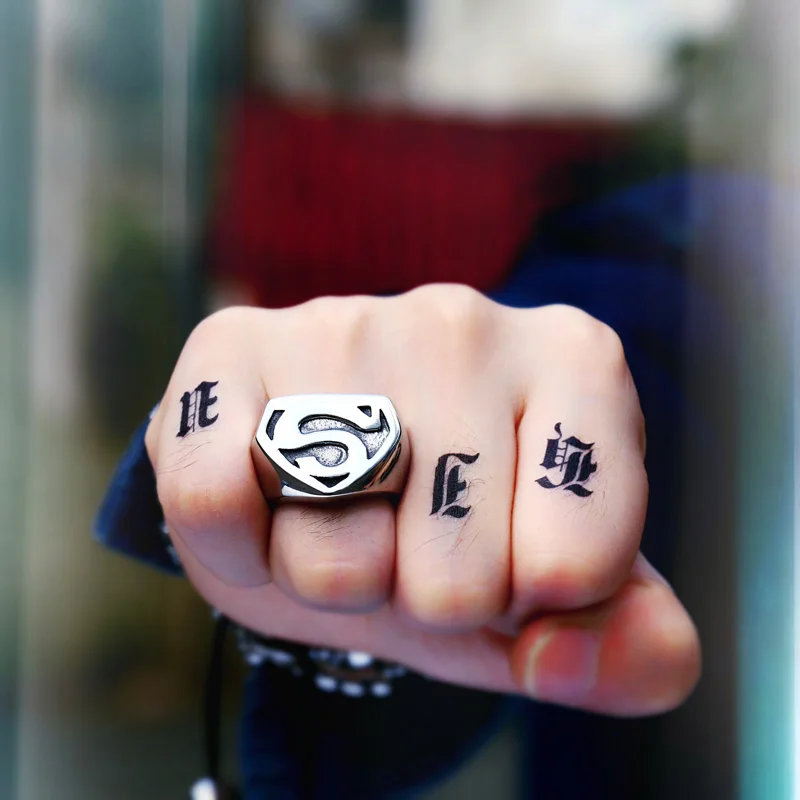 BEIER, дизайн, мужское крутое кольцо с героем из нержавеющей стали, Супермен, модное ювелирное изделие, BR8-045, размер США - Цвет основного камня: Black colour