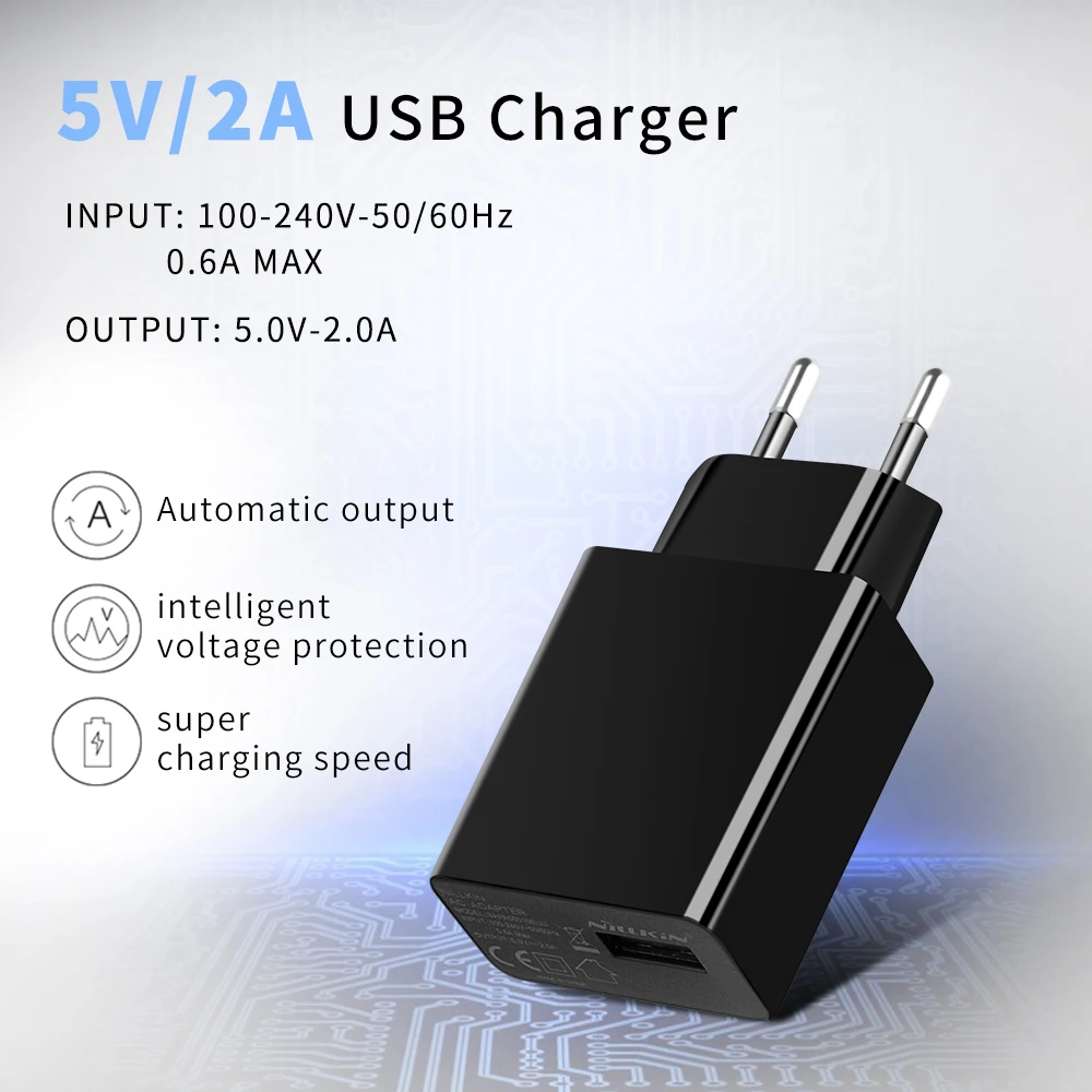 Nillkin USB зарядное устройство 2A Топ быстрое зарядное устройство для мобильного телефона USB зарядное устройство адаптер настенный Разъем для ...