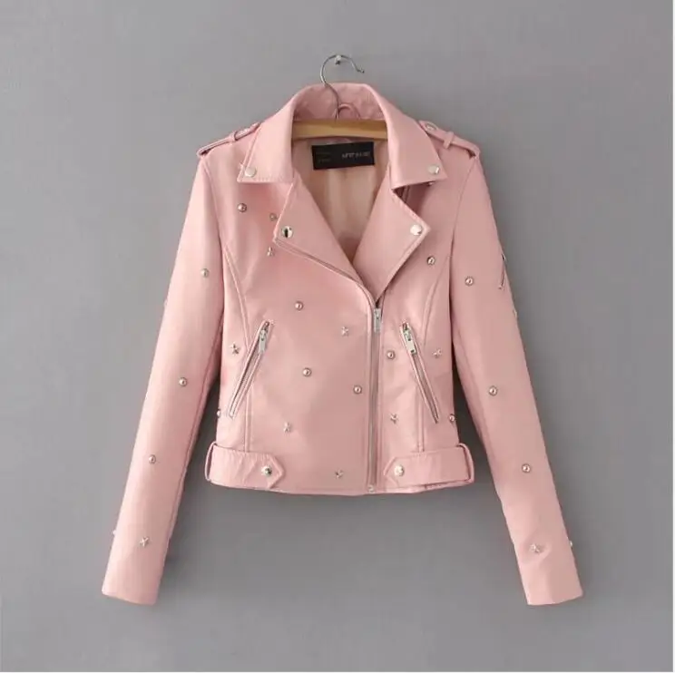 Куртка JUANTALK Женская из искусственной кожи с заклепками на молнии|jacket coat|fashion jacket
