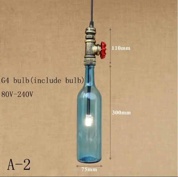 Промышленные лампы винтажные стеклянные бутылки абажур подвесной светильник Внутреннее освещение G4 подвесной светодиодный светильник для столовой бара - Цвет корпуса: A-2