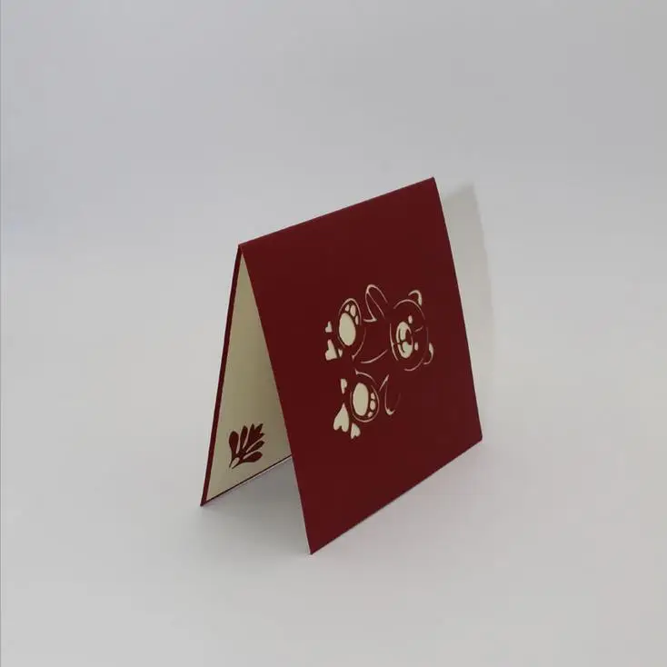 Мишка 3D лазерная резка pop up пользовательские печать поздравительных открыток ручной работы на день рождения конструкции пожелания вечерние поставки CD200