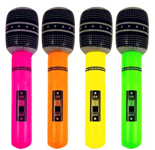 

6pcs/lot Blow up Inflatable Plastic Microphone 25CM Party Favor Kids Toy Gift (Random Color)