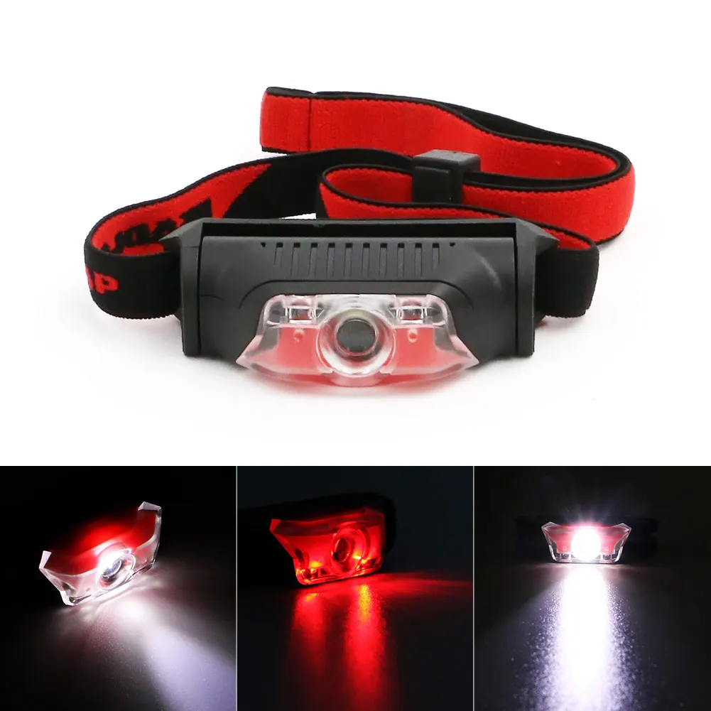 

MINI Led Headlamp XPE + 2LED Red + White light 4 Modes Outdoor Headlight Head Lamp Lantern Torch lamp For Camping USE 1*AA