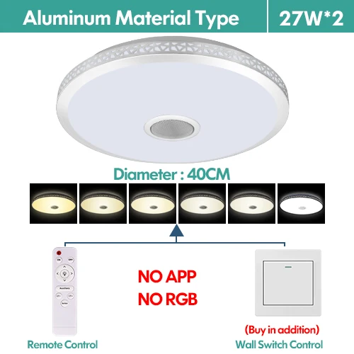 Светодиодный потолочный светильник Bluetooth и музыка с цветным и диммером RGB потолочный светильник с пультом дистанционного управления для гостиной и спальни - Цвет корпуса: Remote-BT-40cm