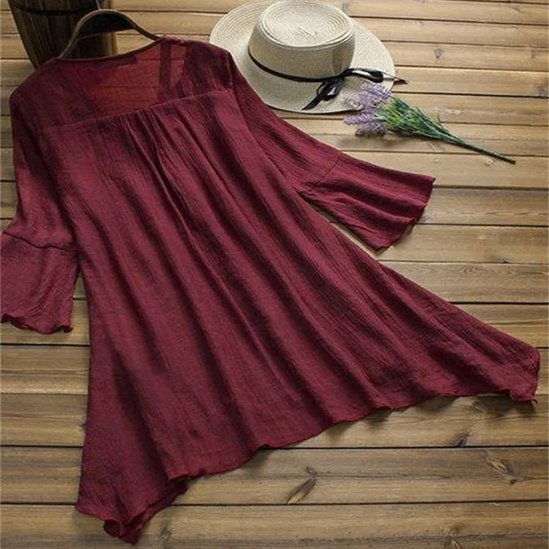 3 Color Five-point Sleeve Skirt Women Tops Bell V-Neck Big Hem Solid Sweet Loose Fashion New |