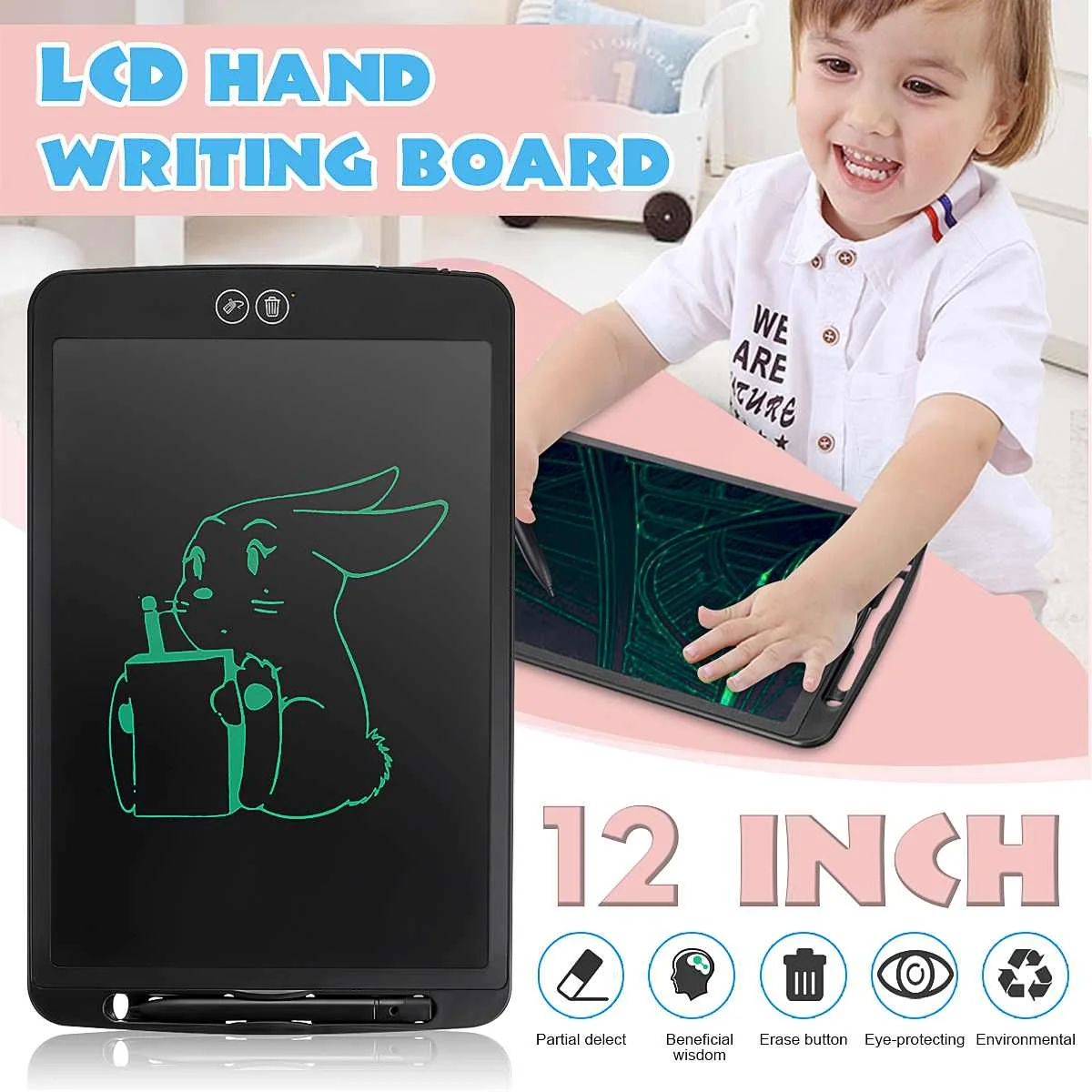 

12 inch LCD Handwriting Board Partially Erasing Children's Writing Thick Pen Highlighting Electronic DIgital Tablets