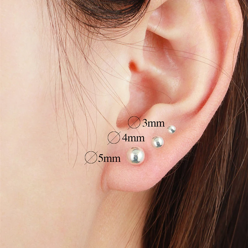Женские и мужские серьги гвоздики из серебра 925 пробы 2 5 мм|ball stud earrings|stud earringsstud