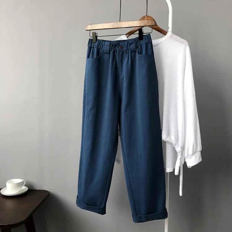 Mooirue, летние камуфляжные штаны, Синие ботильоны, штаны с высокой талией, женские тонкие штаны с высокой талией - Цвет: blue