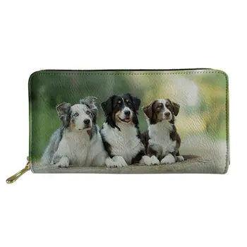 

Australian Shepherd Dog Lover Business Card Holder Men Women PU Leather Card Wallets Credit Cardholder Travel Organizer Purse