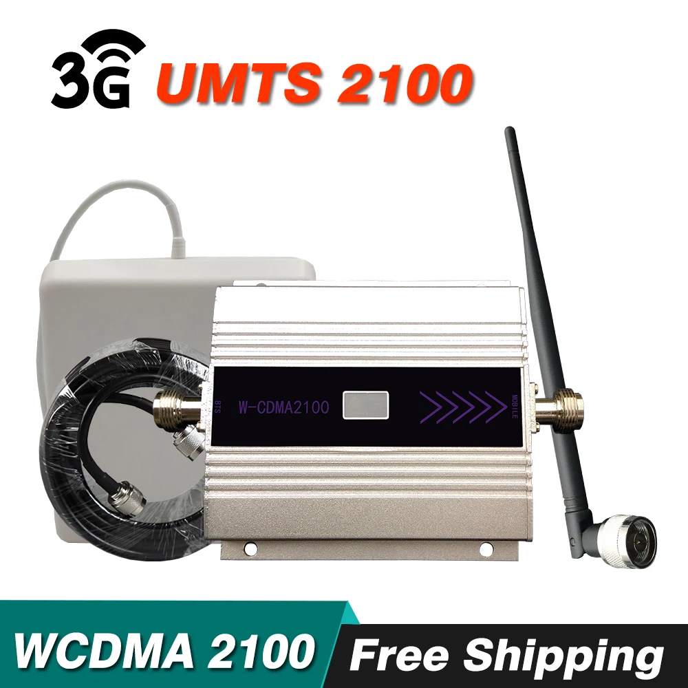  3G Signal Booster WCDMA 2100mhz  LTE Band 1 UMTS 2100 Cellphone Signal Repeater Amplifier Set with Panel Whip Antenna 10M Cable
