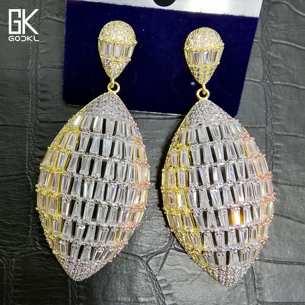

GODKI New Luxury Water Drop Nigerian Long Dangle Earrings For Women Wedding Cubic Zircon African Indian Dubai Bridal Earrings