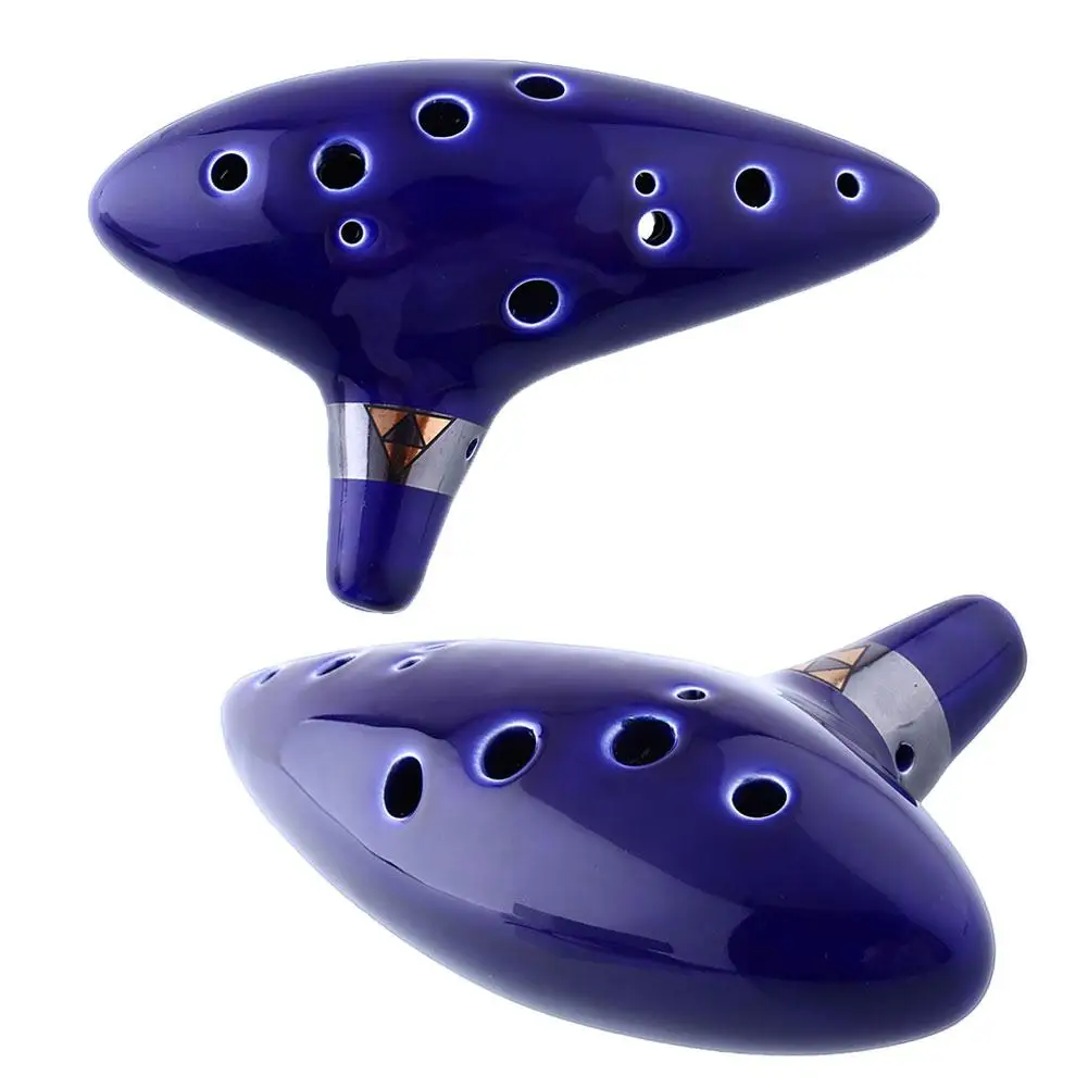 12 Holes Alto C Ocarina Ceramic Legend of Zelda Blue Musical Instrumentin Flute from Sports