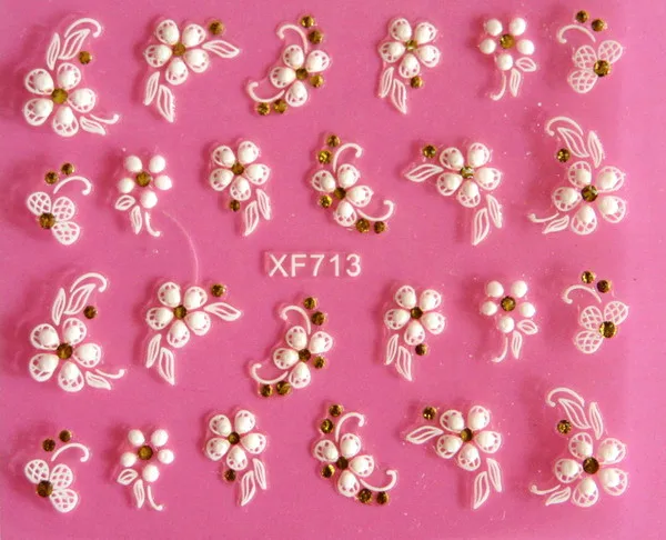 

Lovely 3D flower design Water Transfer Nails Art Sticker decals girl women manicure tools Nail Wraps Decals XF713