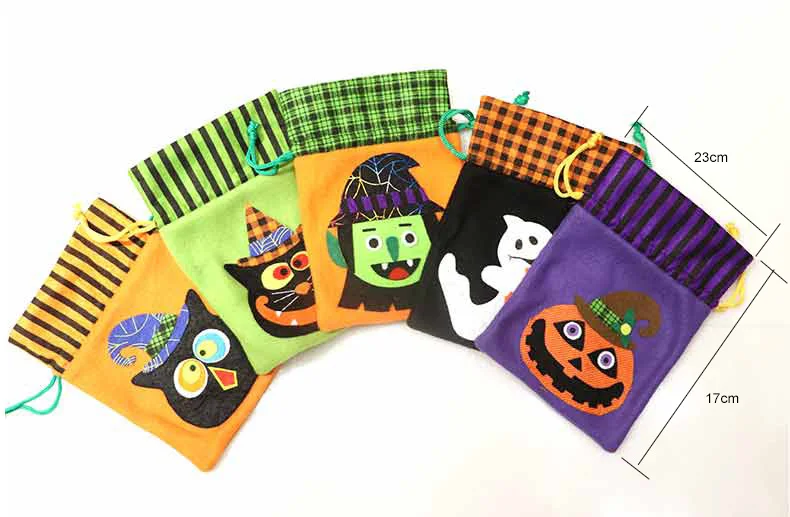 Halloween Gift Drawstring Bag Polyester Birthday Packaging Bag Christmas Wrap Treat Trick Children Halloween Witch Organizer (11)