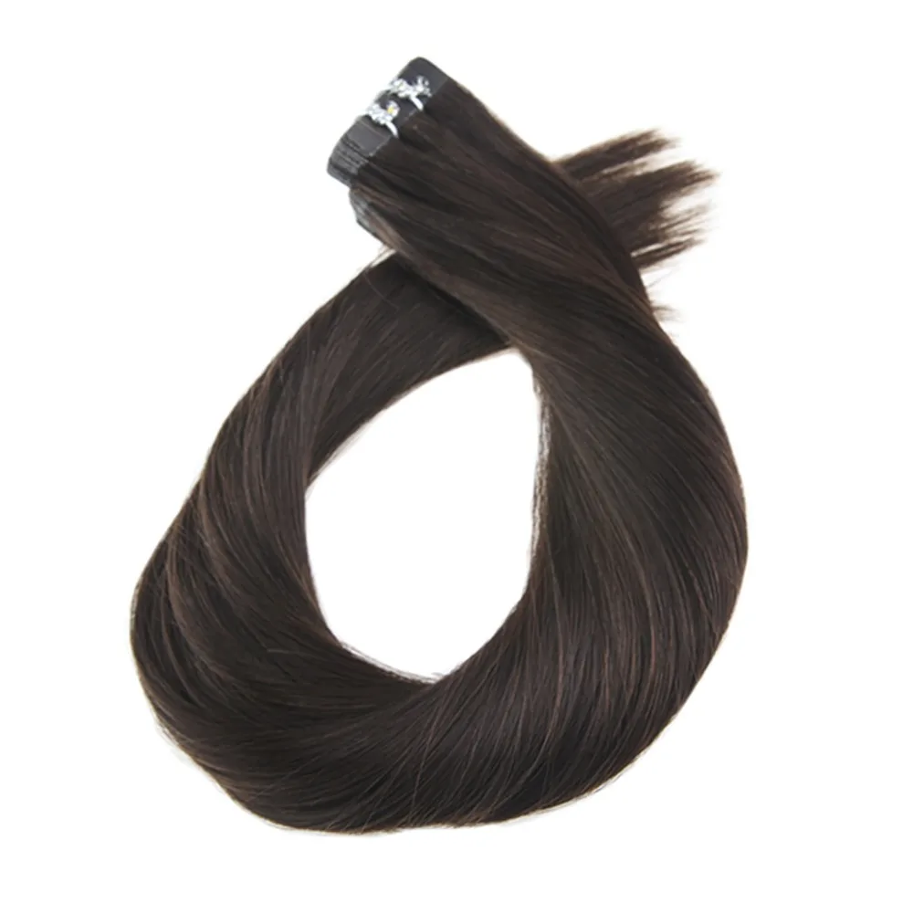 Moresoo, темно-коричневый,#2 цвета, накладные волосы на ленте, настоящие бразильские человеческие волосы Remy, кожные Уточки на ленте, волосы 25 г-100 г, 2,5 г/шт