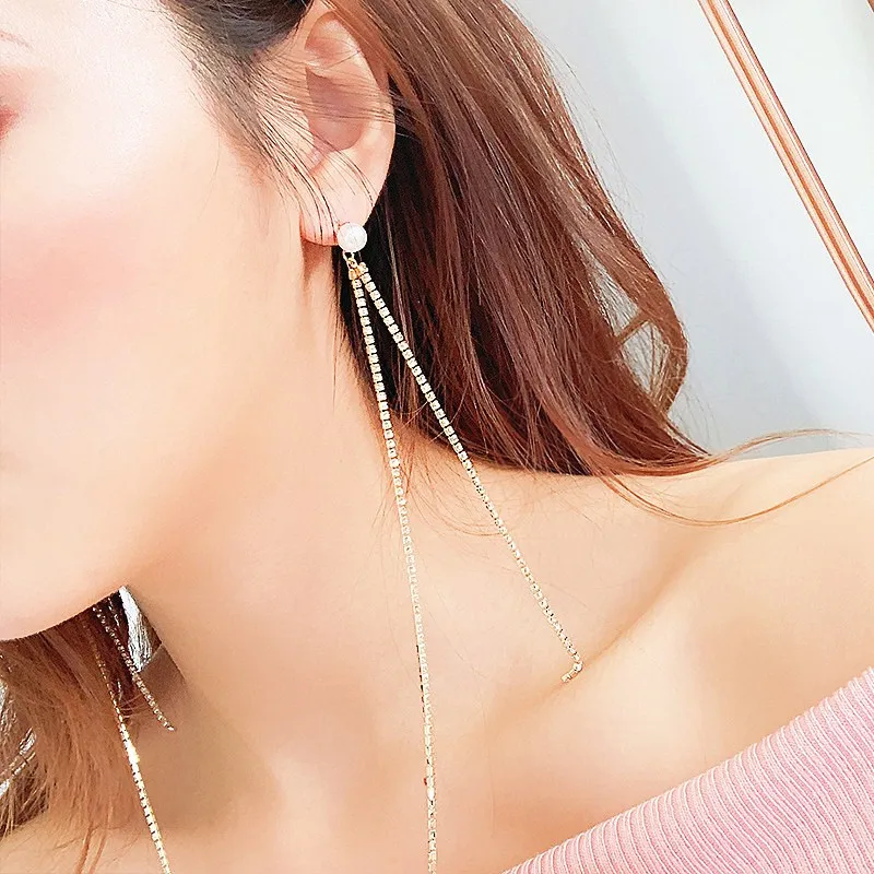 

Hot Sale Earings Fashion Jewelry Multi-layer Chain Tassel Geometry Long Earrings Oorbellen Pendientes Earrings For Women Crystal