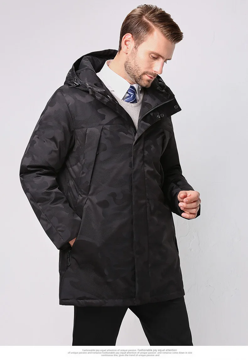 Fashion Winter Jackets Men's Warm Down Coat Parka Thickening Rabbit hair Liner Detachable Turtleneck Windproof Concise  (13)