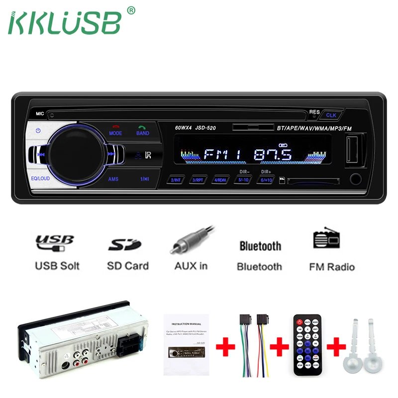 Авторадио JSD 520 1din автомобильное радио 12V Bluetooth Стерео FM Aux SD USB MP3 MMC WMA плеер Авто