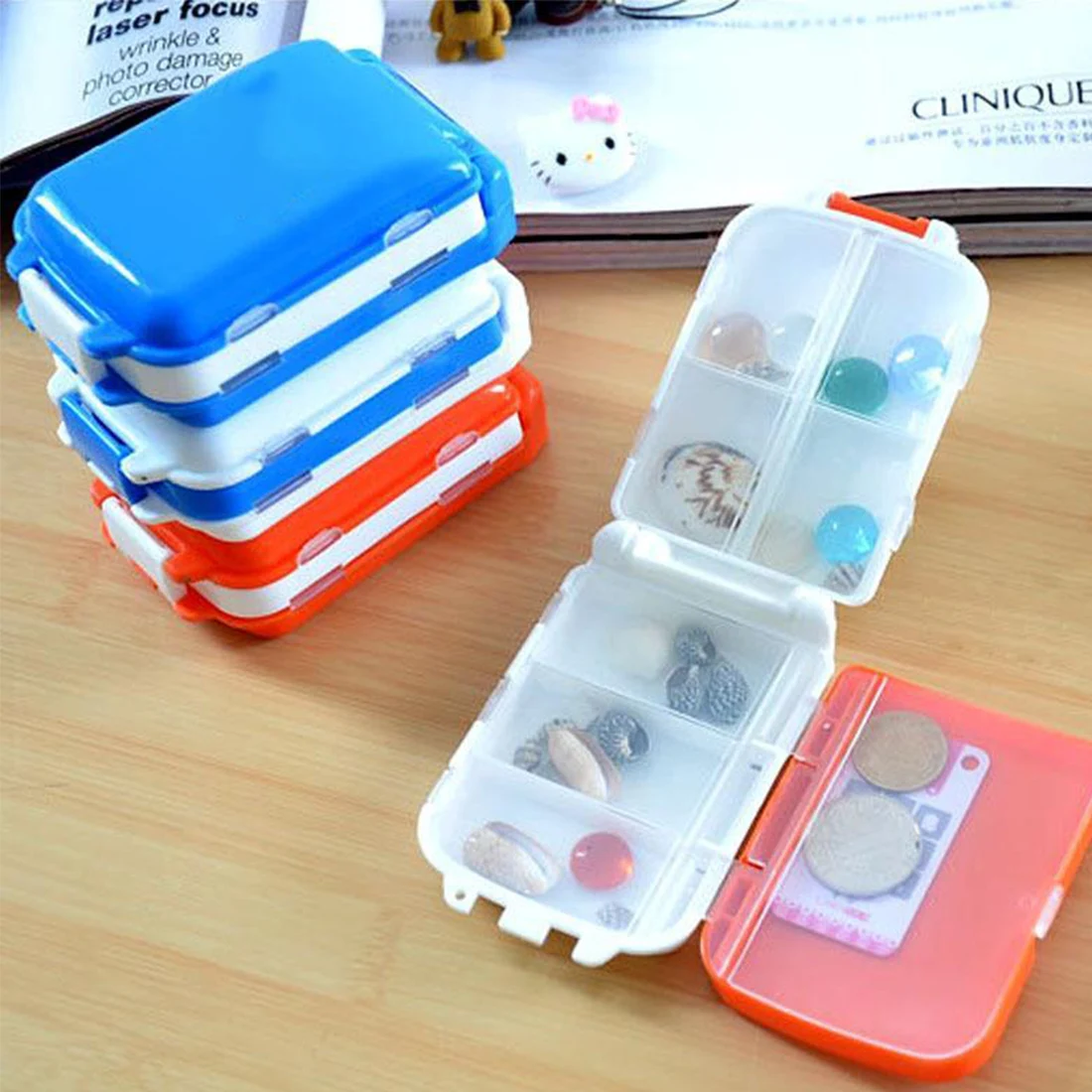 

New 1pc Random Color 8 Compartments 3 Layers Folding Pill Box Medicine Container Portbal Pills Case Mini Jewelry Organizer