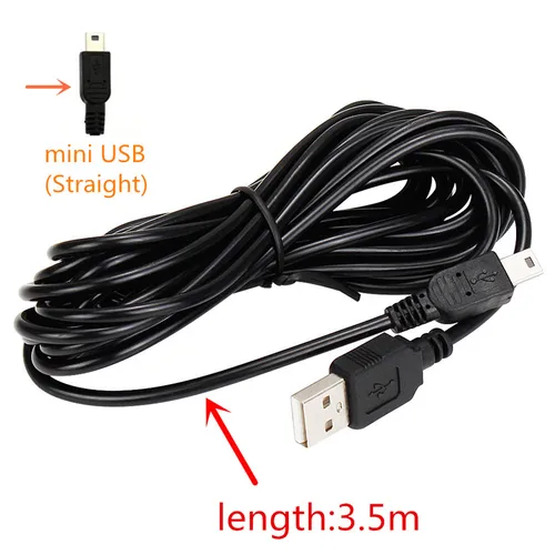 차량용 충전 곡선 미니 마이크로 USB 케이블, 자동차 DVR 카메라 비디오 레코더, GPS, 패드, 모바일용, 케이블 길이 3.5m (11.48ft) 3