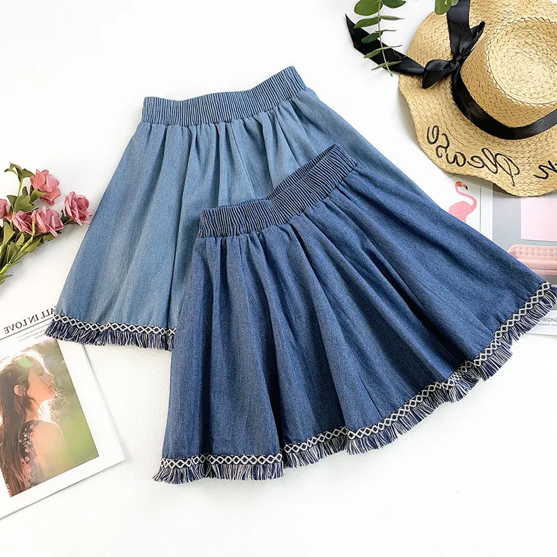 AcFirst Spring New Blue Women Skirts Women High Waist A-Line Skirts Mini Skirts All-match Clothing Casual Tassel Skirts AcFirst Spring New Blue Women Skirts Women High Waist A-Line Skirts Mini Skirts All-match Clothing Casual Tassel Skirts