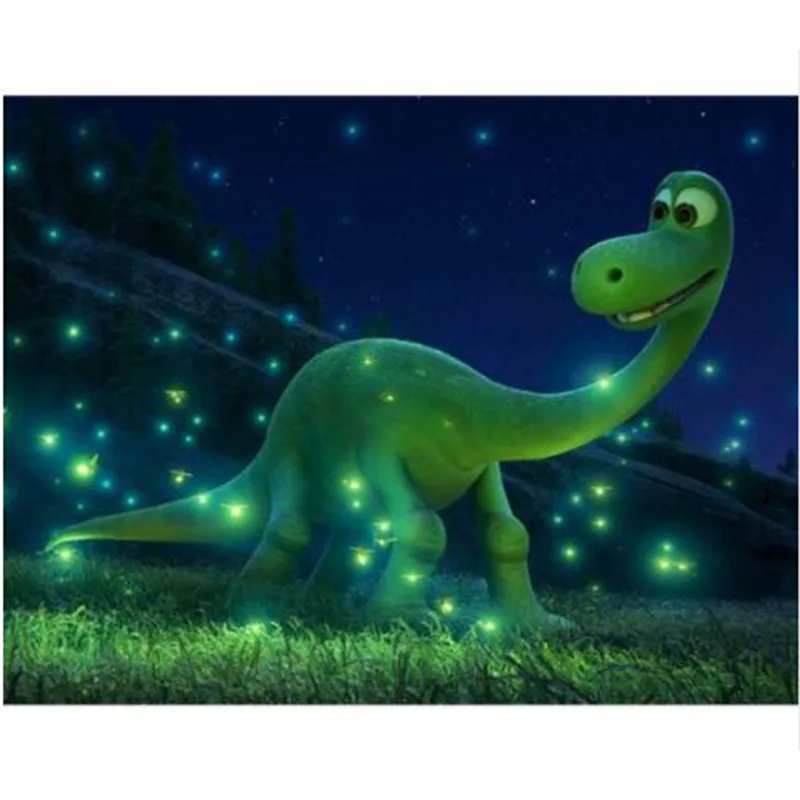 

5D DIY Diamond Painting Cross Stitch Full Square/Round Drill "Green dinosaur" 3D Diamond Embroidery Mosaic Rhinestone Paintings