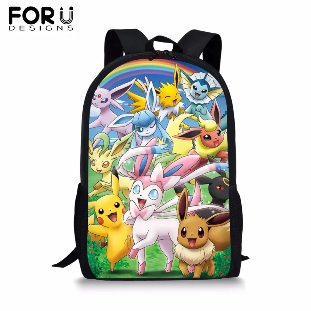 

FORUDESIGNS Pokemon School Bags for Boy Girls Anime Pikachu Book Bagpack Casual Backpack Toddler Kid Teenager Customize Mochila