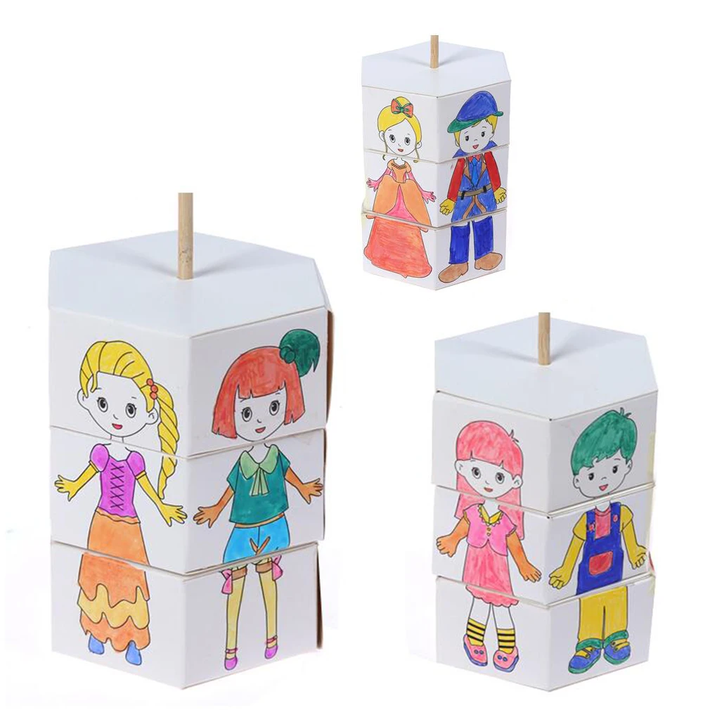 Детские вращающиеся DIY бумажные цветные одинаковые вращающиеся одежда Кукла креативные ручные головоломки игрушки для детского сада для