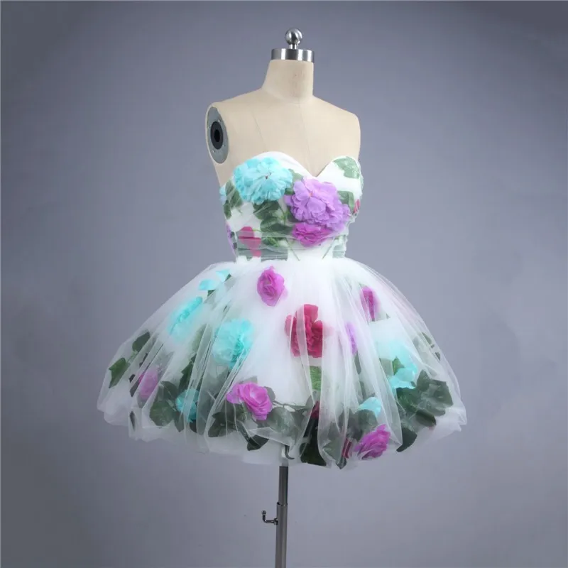 Новые короткие коктейльные платья для юниоров милое выпускное платье с 3d аппликацией, домашние платья из Мягкого Тюля на заказ