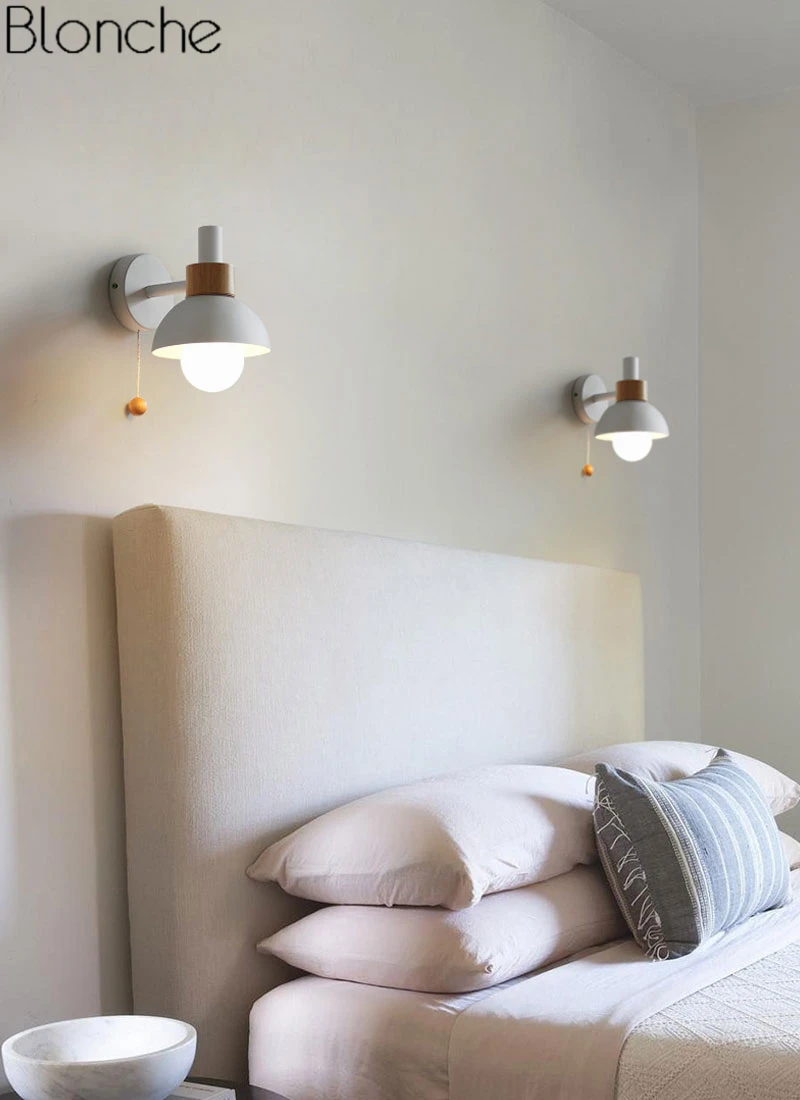 Скандинавские деревянные настенные лампы, светодиодные Настенные светильники для спальни, прикроватные, для ванной комнаты, современные зеркальные лампы, домашнее освещение, светильники