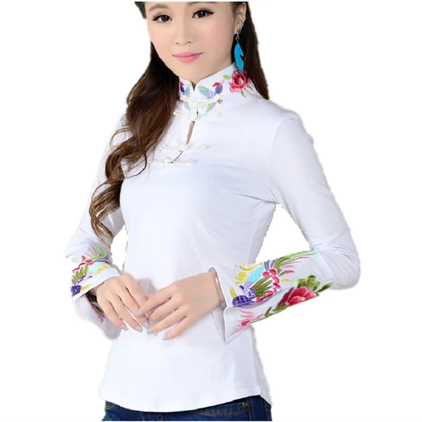 Buy Chinese Style Shirt Female 2017 Spring Black White