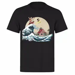 GOKU и мастер Роши RIDE THE WAVE унисекс черный классический геймер PH18 T-SHIRT2019 модный бренд 212% хлопок с круглым вырезом