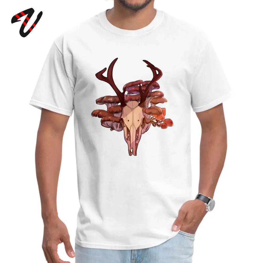 vulture culture stag head Normal T-Shirt for Men Pure Cotton Autumn Tops Shirt Casual T Shirt Short Sleeve Latest O Neck vulture culture stag head -13850 white