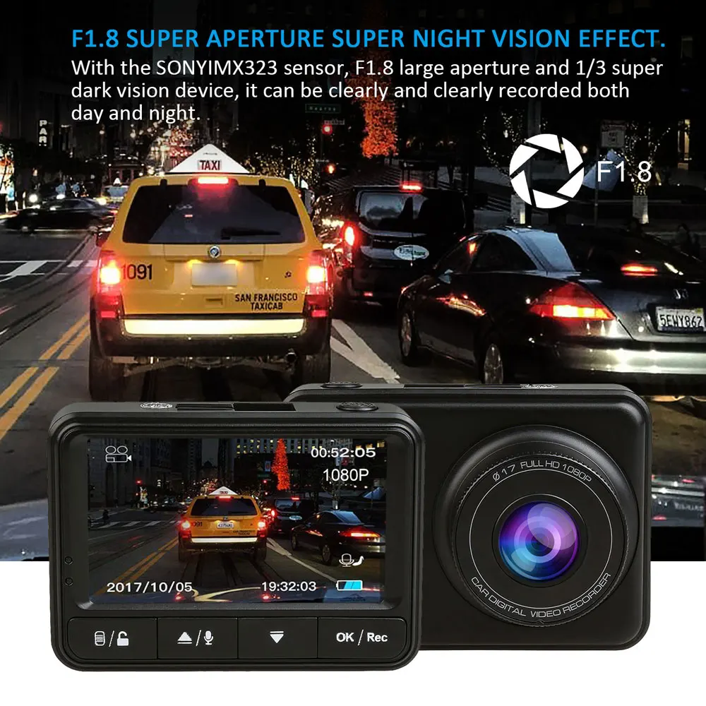 Автомобильный видеорегистратор Камера novatek + SONY IMX 323 объектив 170 градусов Full HD 1080 P