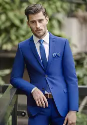 Последние конструкции пальто брюки 2018 Королевский синий цвет мужской костюм smart casual slim fit Костюмы Пиджаки изготовление под заказ жениха для