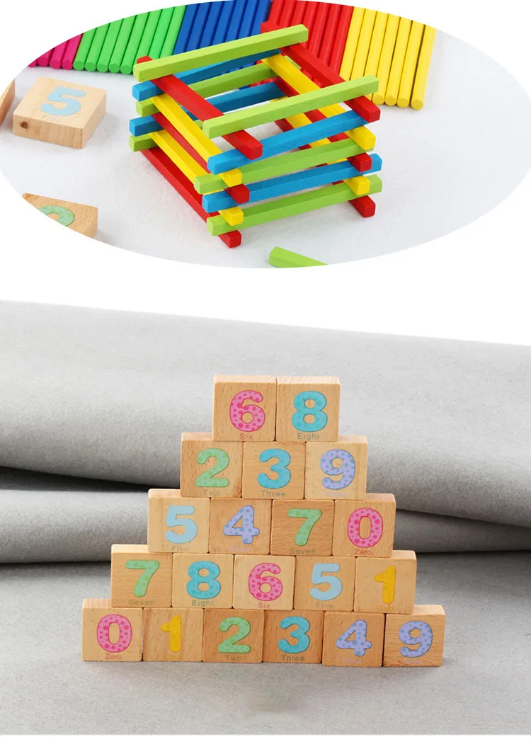 Счетная коробочка для аромапалочек набор Деревянные Монтессори Блоки номер для изучения математики арифметическая детская игра, развитие