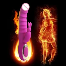 Huge Electric Dildo Vibrators For Women Heating Type Flexible Bending Soft Silicone Rabbit Vibrator G Spot Sex Vibrating Toys